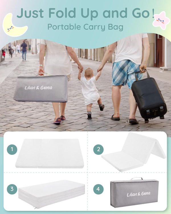 Lilian&Gema Baby Portable Crib Mattress Blue-6