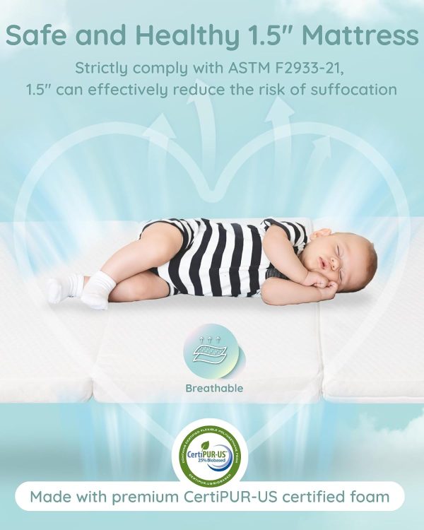 Lilian&Gema Baby Portable Crib Mattress Blue-4