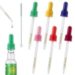 Glass Dropper Pipettes JAYOBGO 1ML Graduated, Colorful Cap, 6‑Piece-0