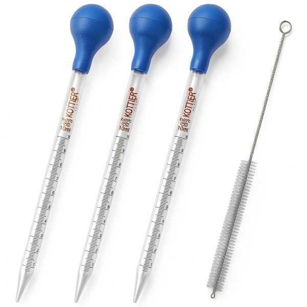 Glass Pipettes Dropper 3Pcs 10ml Graduated with Rubber Bulb Omoojee-0